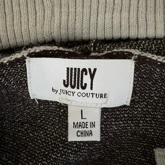 Juicy Couture Spell Out Hooded Sweater Women’s Sz L Black Gray Trim Street Wear - Picture 5 of 8